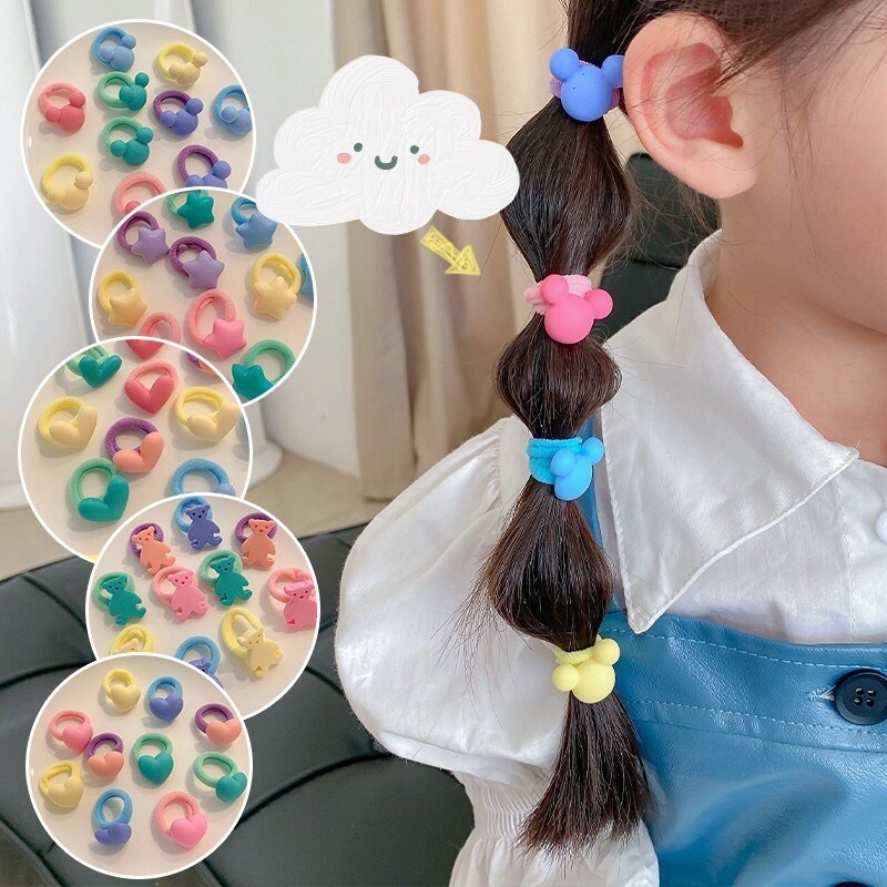 (ISI 10 PCS) KUCIR RAMBUT ANAK GAYA KOREA MOTIF DAN MODEL LUCU/ kucir anak karakter