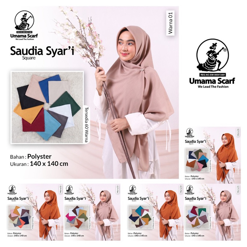 PROMO Umama HIJAB SAUDIA SYARI UMAMA SCARF 140X140 JUMBO / JILBAB SEGIEMPAT POLOS HARIAN KULIAH SEKO