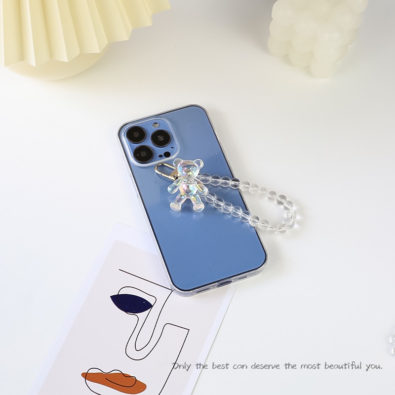 Transparan Bear &amp; Butterfly Cantolan Gantungan HP Universal Motif Kupu &amp; Bear Airpods Phone Key Chain Lanyard Lucu