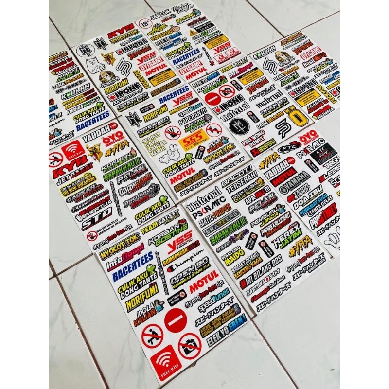 STICKER PACK RACING STICKER MOTOR HARGA PERLEMBAR LAMINASI GLOSY SUDAH DI TERPOTONG RAPI