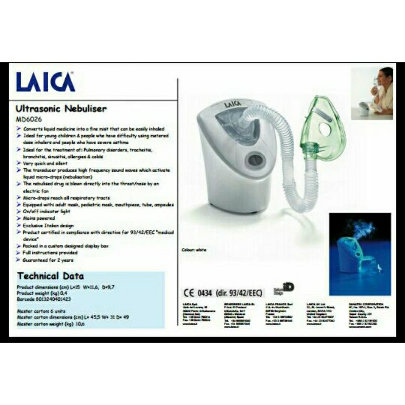 LAICA Ultrasound Nebulizer MD6026P