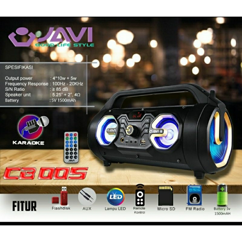 Speaker Bluetooth Karoke Original JAVI CB005 + Microphone