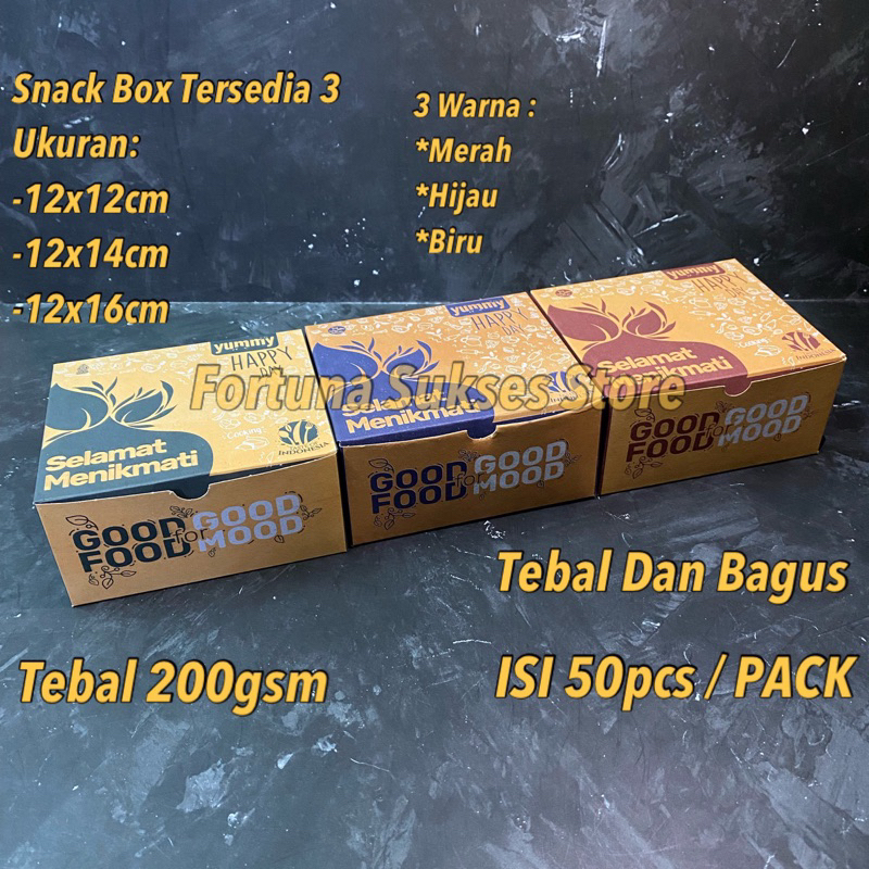 [ADA HARGA GROSIR] ISI 50pcs - Dus Snack Box 12x12cm 12x14cm / Dus Snack Bahan Kraft - Kotak Makan R