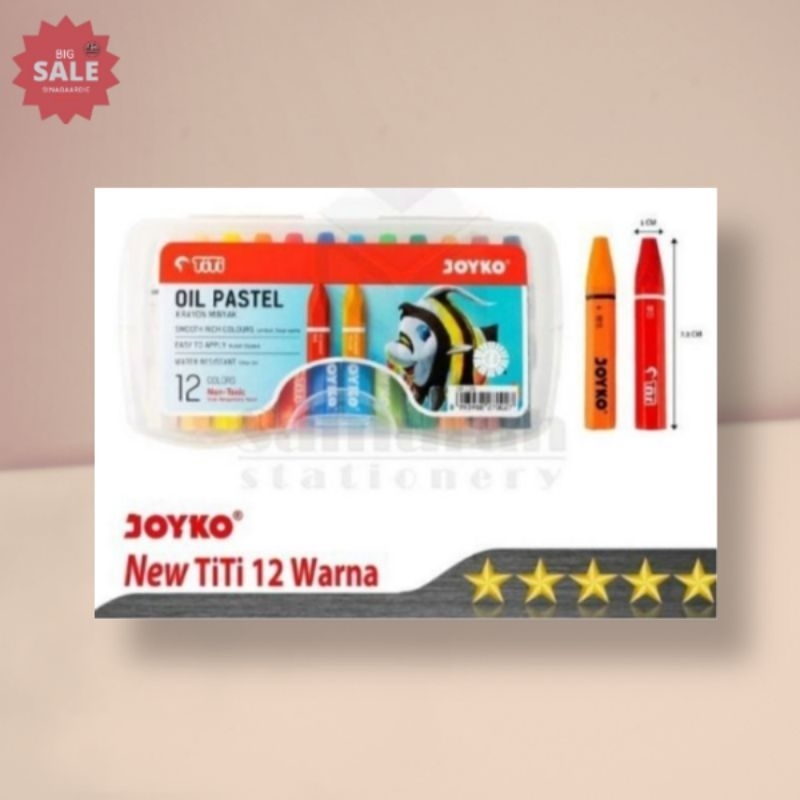 

Krayon New TiTi Joyko 12 Warna / Krayon Minyak isi 12 W / Crayon Oil Pastel 12 Colours TiTi TI-P-12S(ORIGINAL PRODUK)