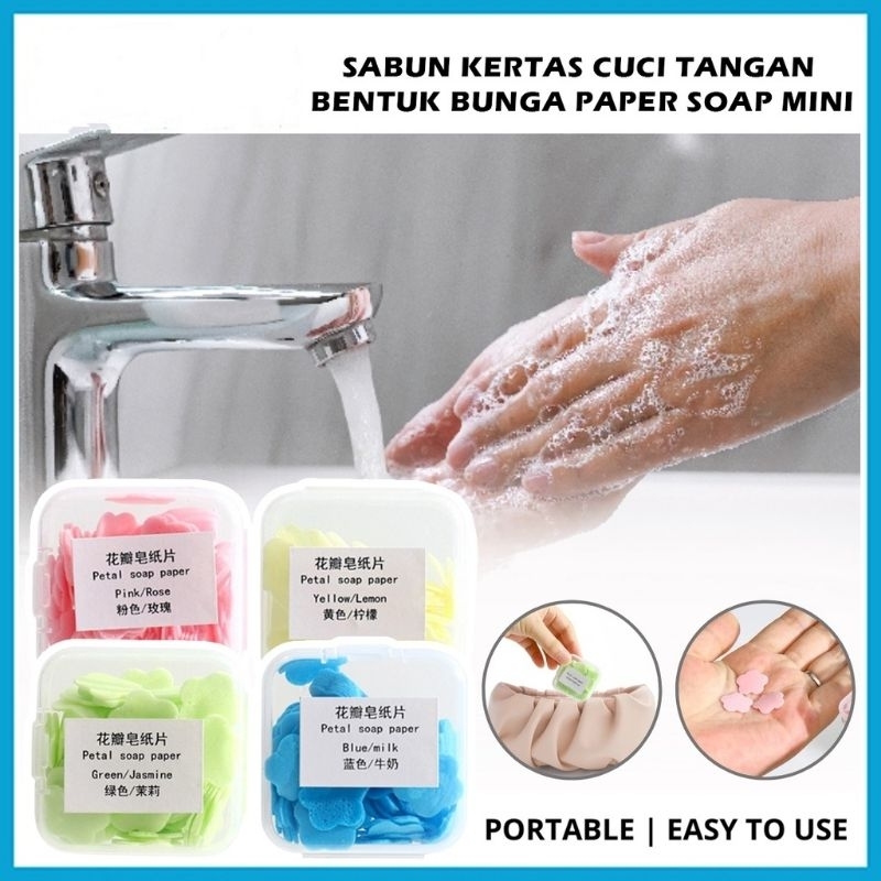 Disposable Hand Washing Tablet Travel Carry Toilet Soap Paper Sabun Kertas Sekali Pakai Bentuk Love