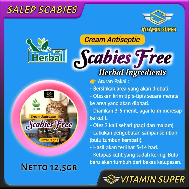 Salep Cream Scabies Free Obat Scabies, Jamur, Eksim, Luka Borok, Ringworm dan Masalah Kulit Kucing, Anjing, Kelinci, Musang