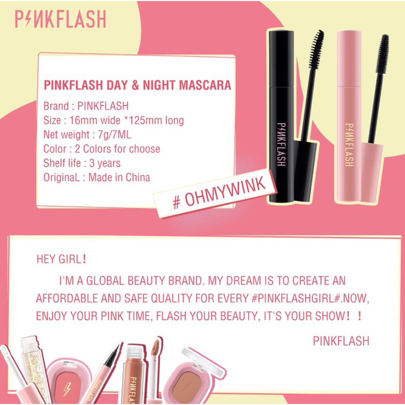 Pinkflash OhMyWink Maskara Day &amp; Night Lenghtening Volume Waterproof Longlasting Mascara