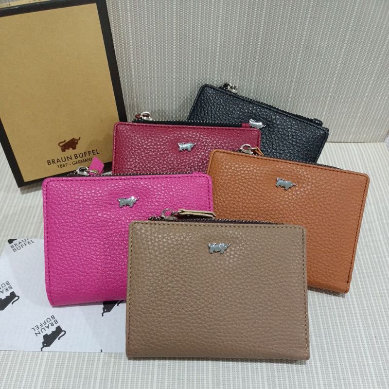 Dompet braun buffel wanita motif kulit jeruk + box