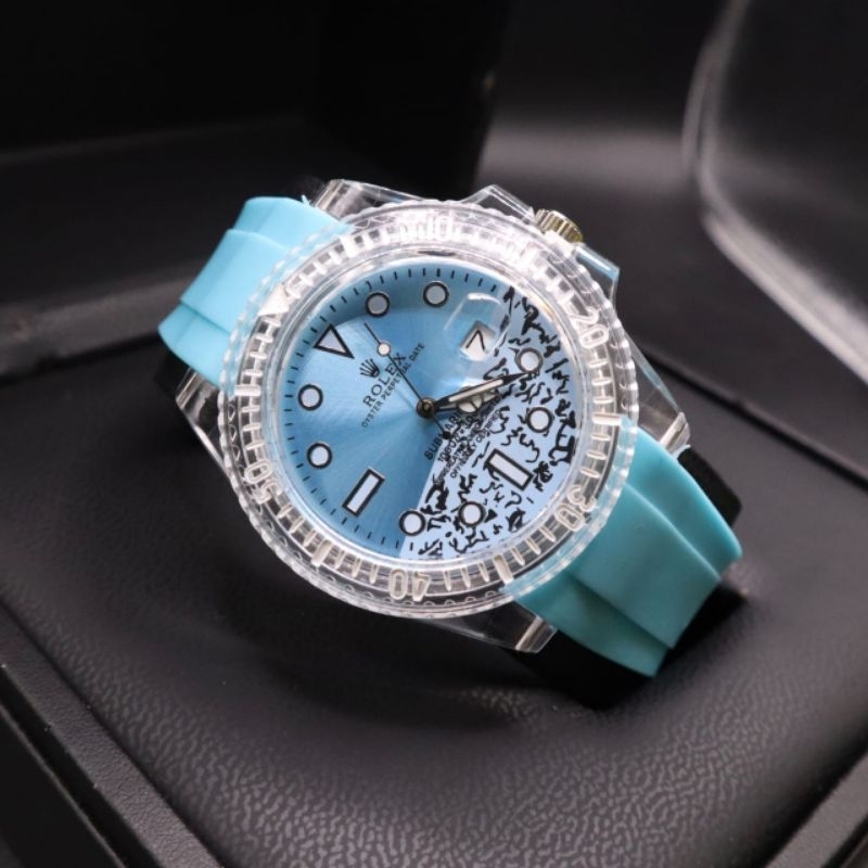 JAM TANGAN CEWEK SPORTY ROLEX RUBBER /Jam Tangan Fhasion Wanita Tanggal Aktif TERMURAH