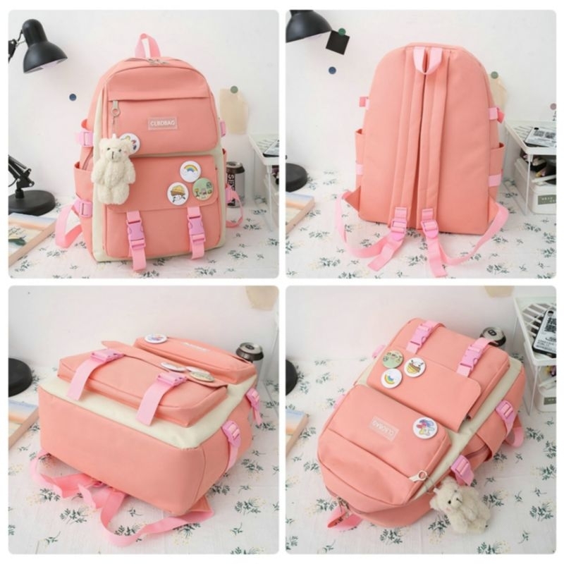 Hot Sale Ransel 4 in 1 Laptop Tas Sekolah Pelajar Wanita Korean Kapasitas Besar