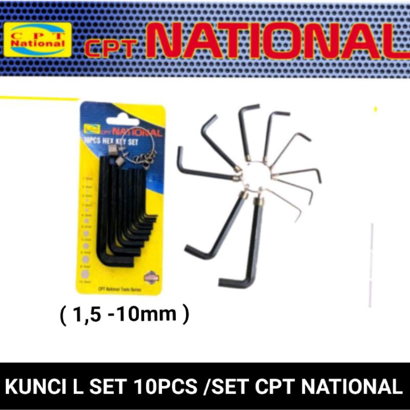 Kunci L set 10pcs 1.5-10mm cpt national best quality