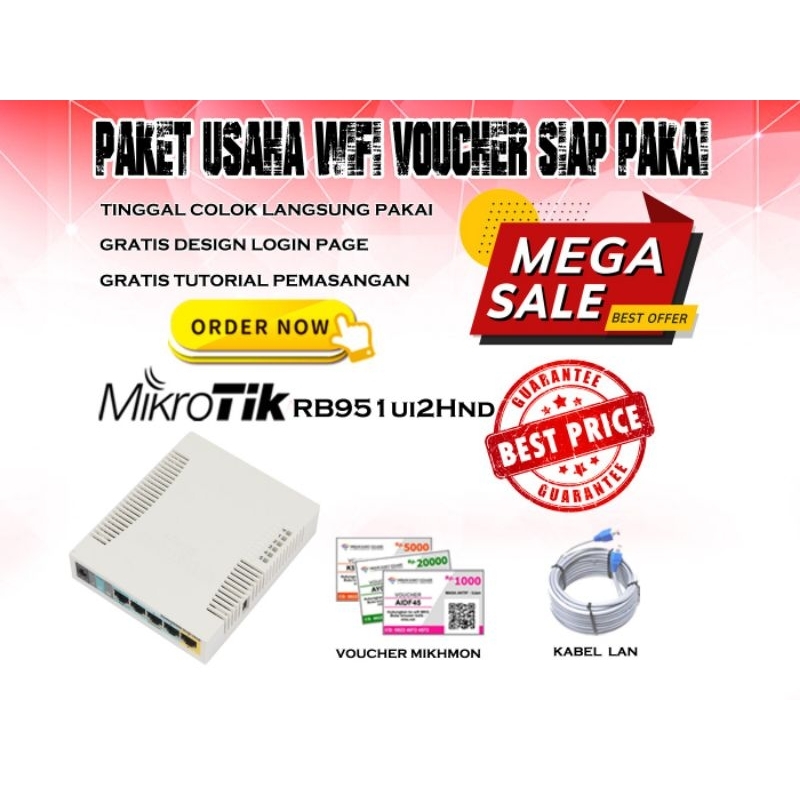 Paket Usaha Wifi Rb951ui-2Hnd Full setting Voucheran