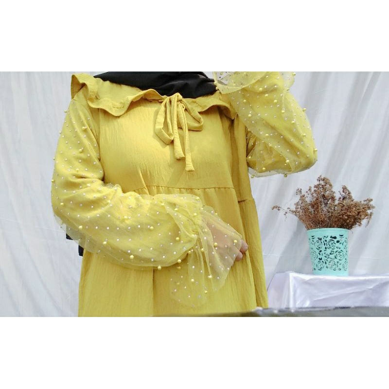 Gamis Crinkle mix Tille/ Baju Kondangan/ Gamis Korean Style
