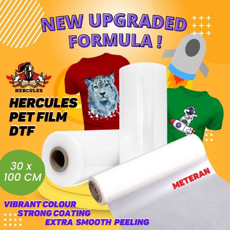 

PET FILM METERAN 30cm x 100cm GLOSSY COATING PADAT WARNA CERAH