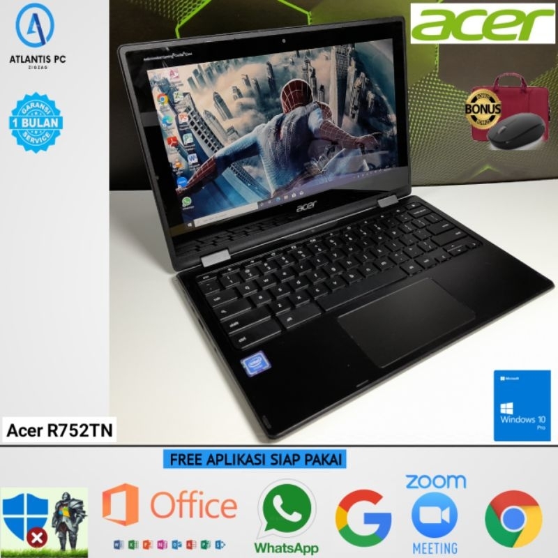Laptop Acer R751TN/R752TN Ram 4GB SSD 128GB Flip Touchscreen Windows 10 SIAP PAKAI 