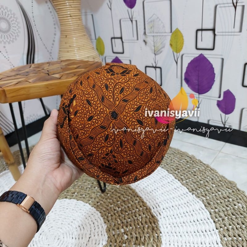 Blangkon Solo Jarik / Bahan Premium - Motif Sido Mukti Coklat