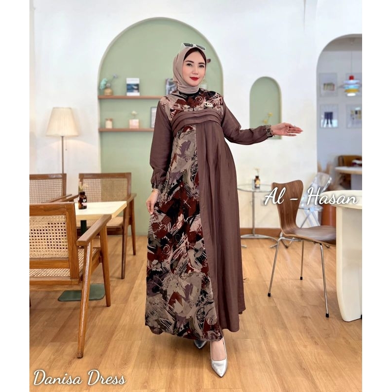 Danisa Gamis Al Hasan // Dress Muslimah Motif // Gamis Polo Linen