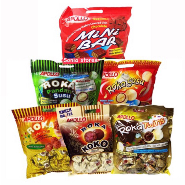 

Roka Apollo Wafer Ball Coklat Pandan Susu Koko Twin Mini Bar