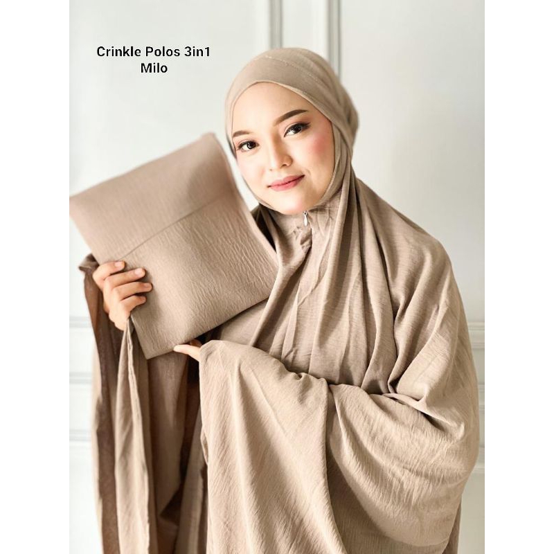 COD Mukena Polos Crinkle 3 in 1 Dewasa Jumbo