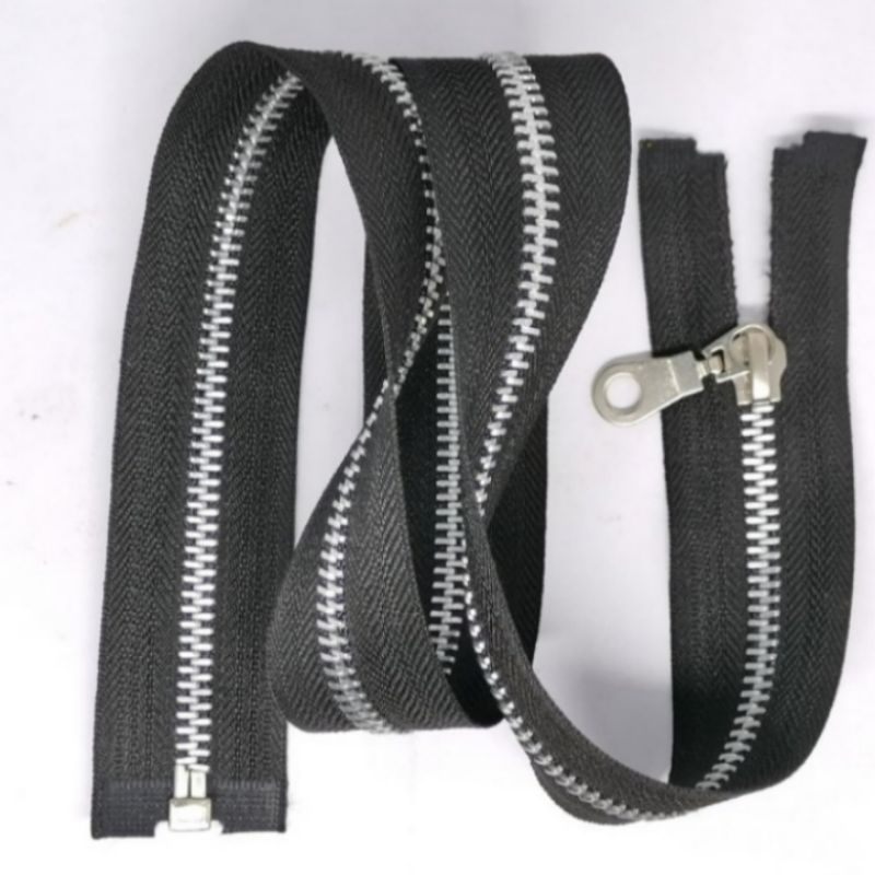 Resleting Jaket Gigi Besi Silver  panjang 65cm