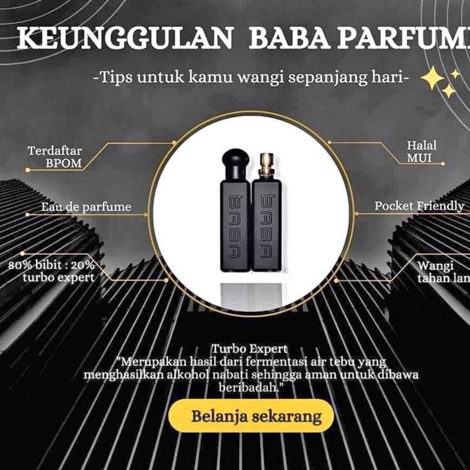 BABA Parfume Original Bibit Murni, Wangi Aroma Tahan Lama untuk Pria dan Wanita