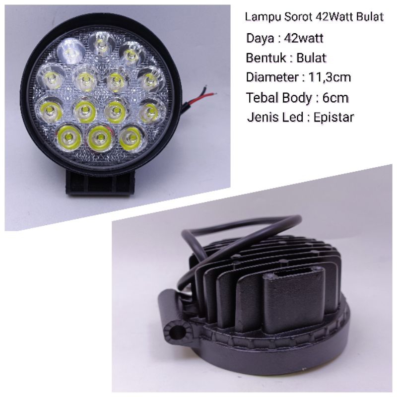 Lampu sorot 42 watt bulat heatsink tebal