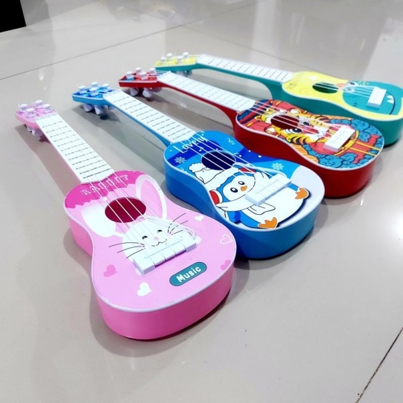 Mainan Gitar Ukulele Karakter Alat Musik Kentrung Anak Laki Perempuan Edukatif