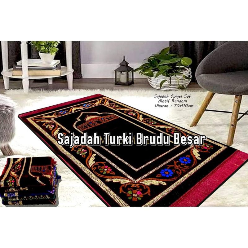 Sajadah Turkey Bahan Bludru Rumbei Tebal ukuran Besar bonus Tasbih by zellshop