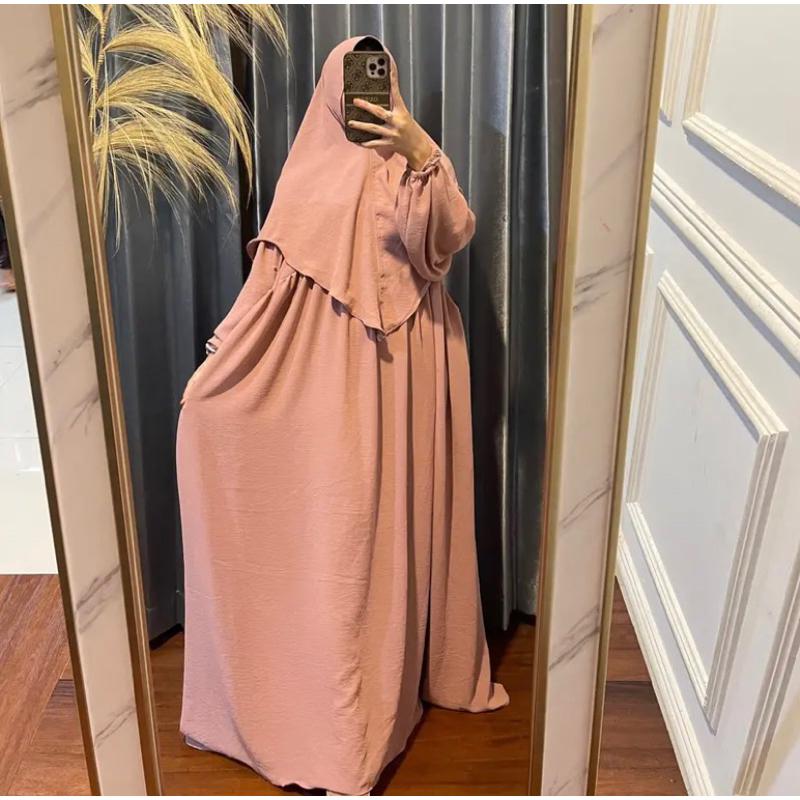 JASMINE SET KHIMAR CRINKLE AIRFLOW/ABAYA SET KERUDUNG CRINKLE AIRFLOW/ABAYA SET KERUDUNG CRINKLE AIR