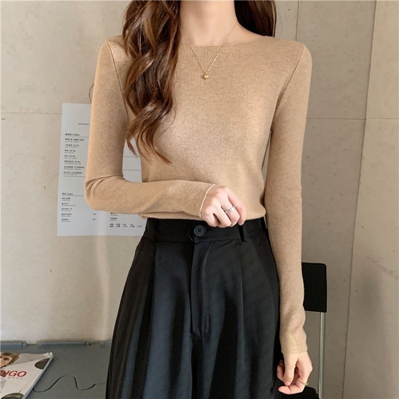 Atasan Rajut Importt Wanita Knitwear Fashion Korean Crop Long Sleeve Knit Top Atasan Crop Atasan Korean Style Wanita