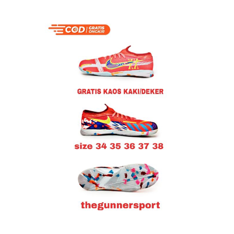 Sepatu Futsal Anak/Junior Size 34 35 36 37 38 Gratis Kaos Kaki/Deker