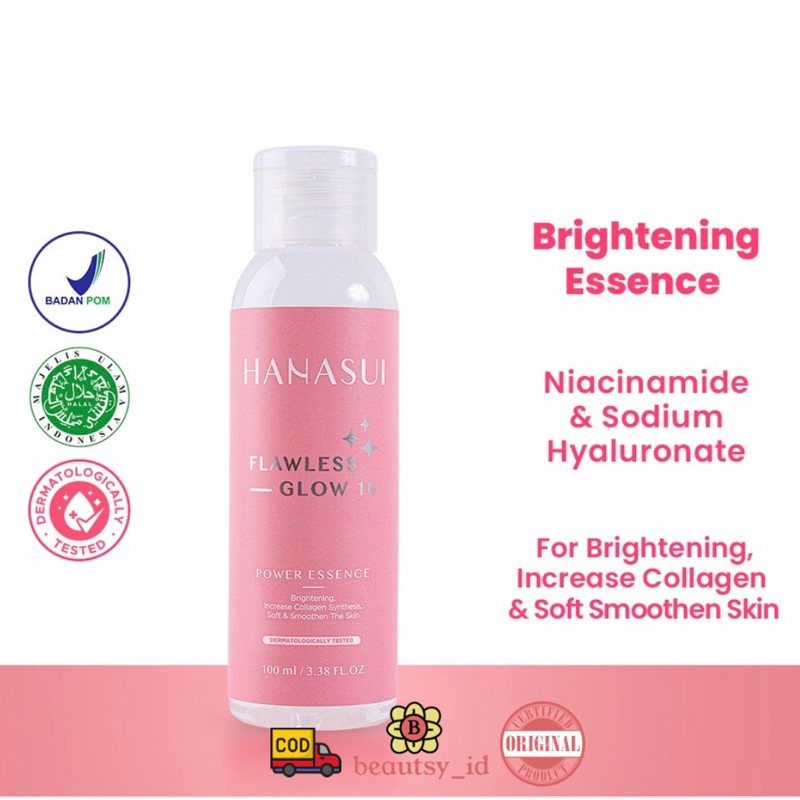 Hanasui Flawless Glow 10 Power Essence Toner 100ml Original BPOM COD Mencerahkan