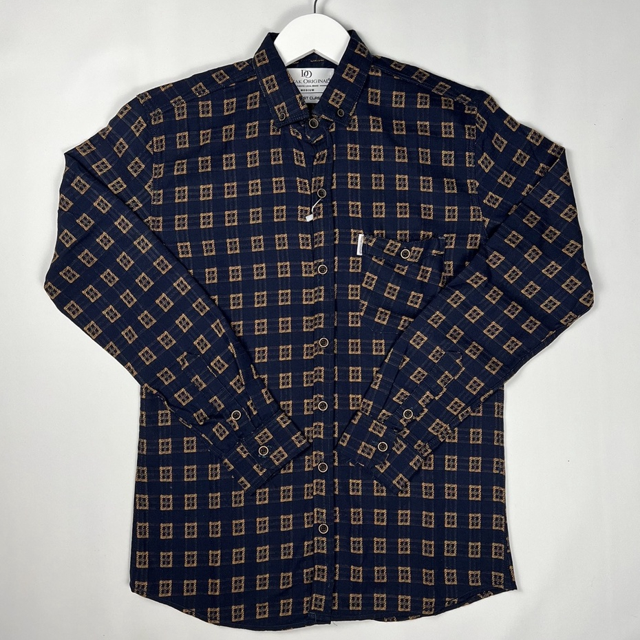 BABEDO KEMEJA FLANEL PRIA MOTIF KOTAK KOTAK BRAND CASTLE'S ID KEMEJA KANTOR NEW NAVY GOLD