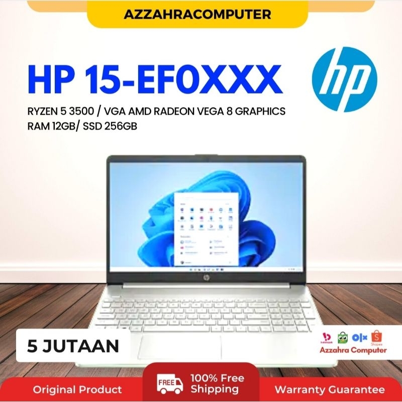 hp gaming 15 amd ryzen 5 3500 12gb 256gb mantul