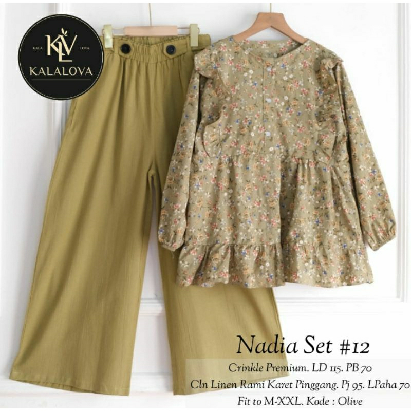 Nadia Set / Andara Set Kalalova / Oneset Jumbo / Setelan Blouse Kemeja Bigsize
