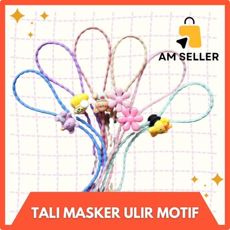 Tali Masker / Kalung Masker / Strap Masker 2 IN 1/ Konektor Hijab Motif Karakter