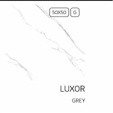 Keramik 50x50 Glossy RECTIFIED Putih Motif 2 Motif Lecce dan Luxor Grey Grade A