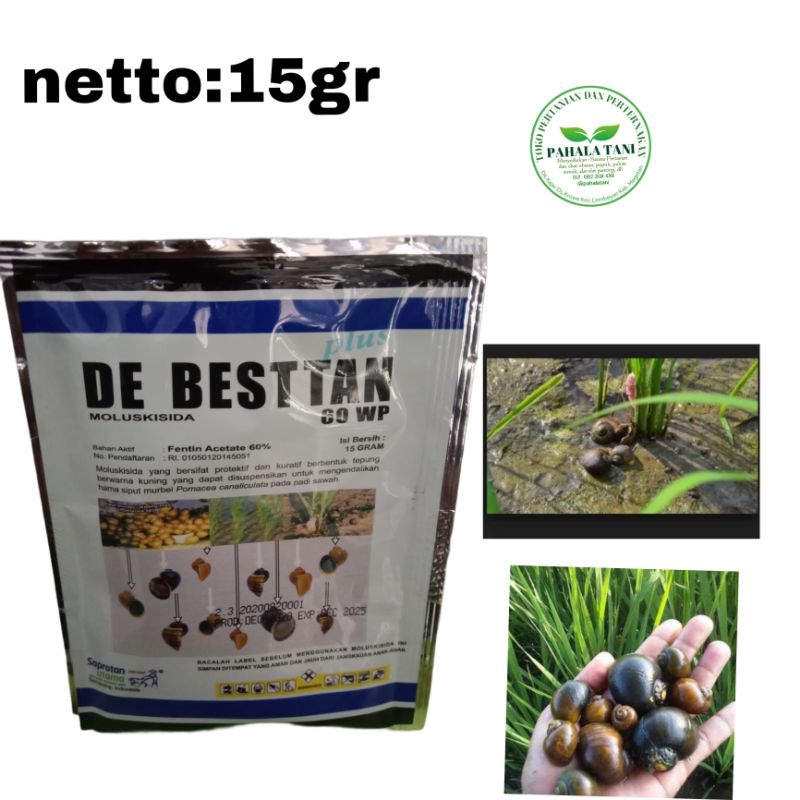 DE BESTAN/obat keong sawah/hama keong/hama siput/15gr ukuran 1tengki 16ltr