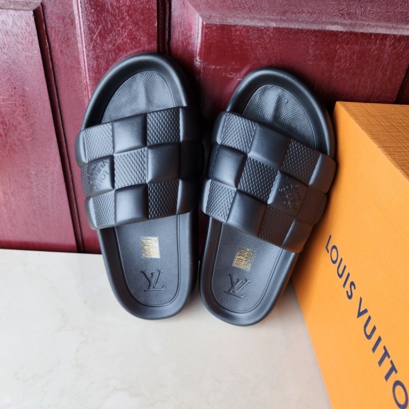 sandal lv pria slide sendal cowok mirror p1shoes selop terbaru slipper santai