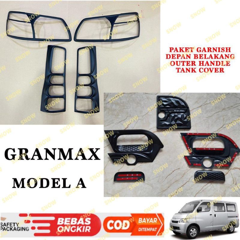 Paket Garnish Depan Belakang Outer Handle Tank Cover Gran Max Granmax Hitam Chrome