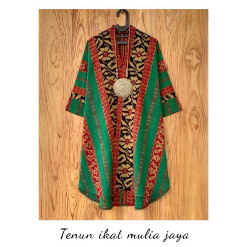 long cardi outer tenun batik original premium hijau lasem