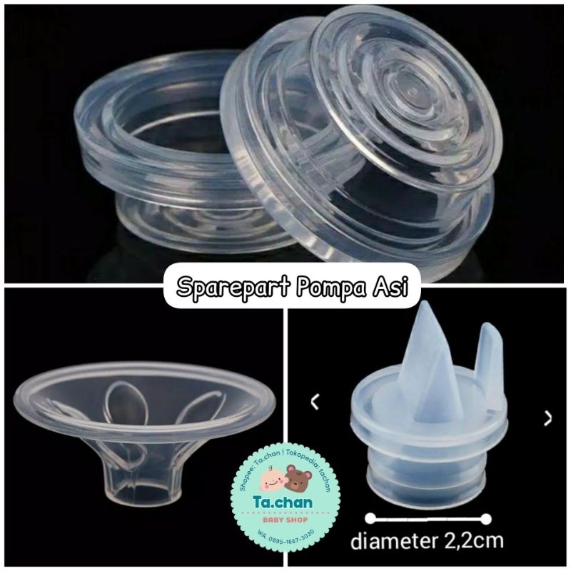 Sparepart Pompa ASI Valve, diafragma, Corong silicon / perintilan pompa asi / valve duckbill pengganti katup pompa asi / suku cadang pompa asi / silicon pompa asi / sparepart universal breast pump/ sparepart pompa asi palembangan