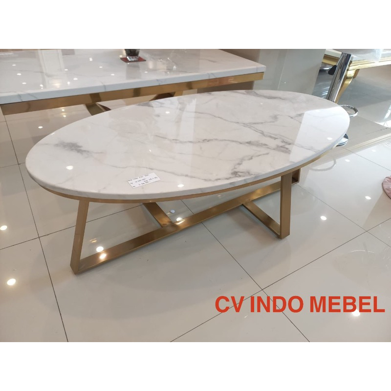 meja tamu marmer meja tamu oval marmer granit meja tamu stainless gold marble impor ready makassar m