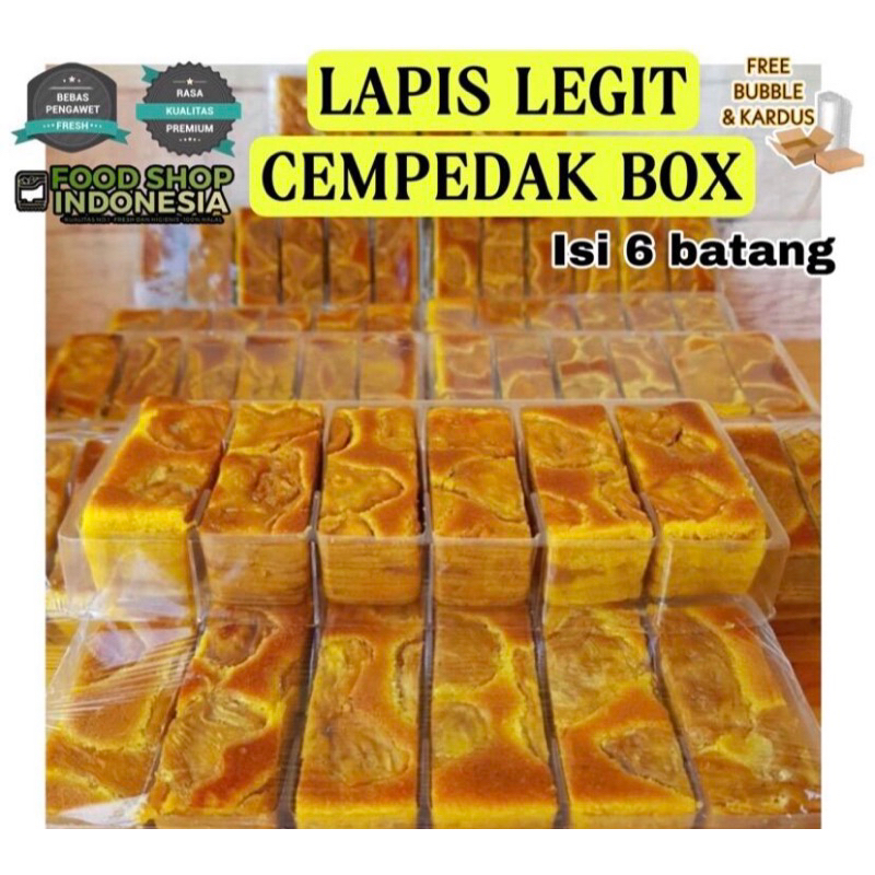 

KUE LAPIS LEGIT CEMPEDAK BOX ISI 6 BATANG KULINER makanan ringan murah snack murah cemilan murah jajanan murah jajan snack oleh oleh murah enak berkualitas jajanan kekinian camilan murah