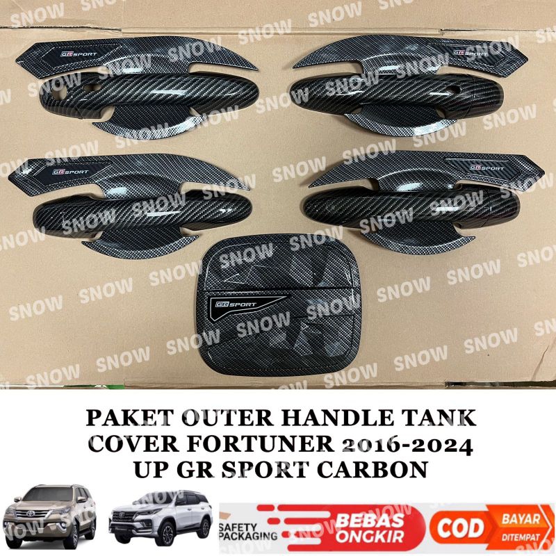 Paket Outer Handle Tank Cover Fortuner 2016 2020 2022 2023 2024  UP GR SPORT Carbon
