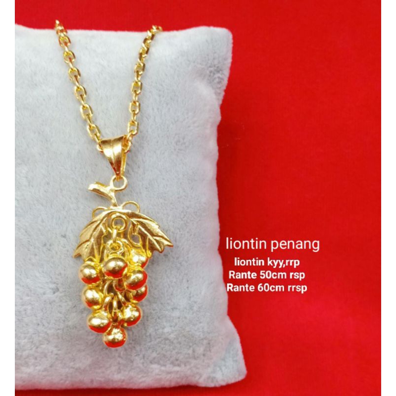 Kalung anggur golden, emas london lapis cairan mas 24 k,bisa disepuh ulang