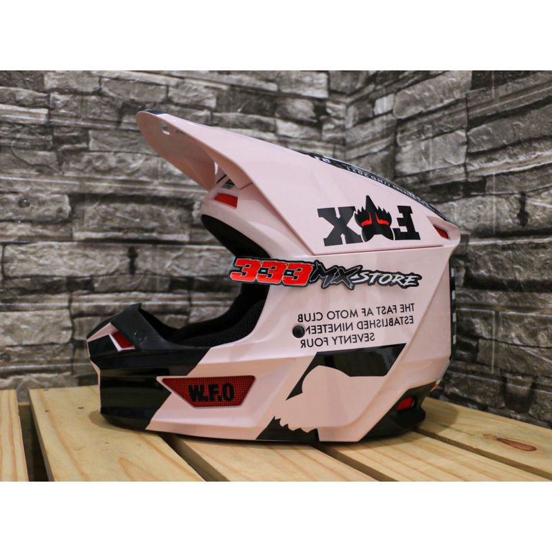 HELM FOX V1 ILLMATIK PALE PINK HELM CROSS FOX V1 ILLMATIK ORIGINAL FOX