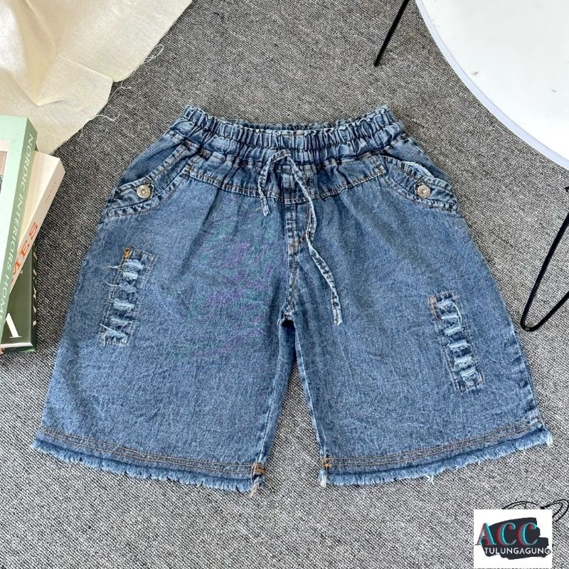 ￼CELANA PENDEK JEANS SOBEK SOBEK WANITA HOTPANTS HOTPANT DEWASA PINGGANG TALI KARET SOFT JEANS CELANA PENDEK SEMI JEANS DEWASA