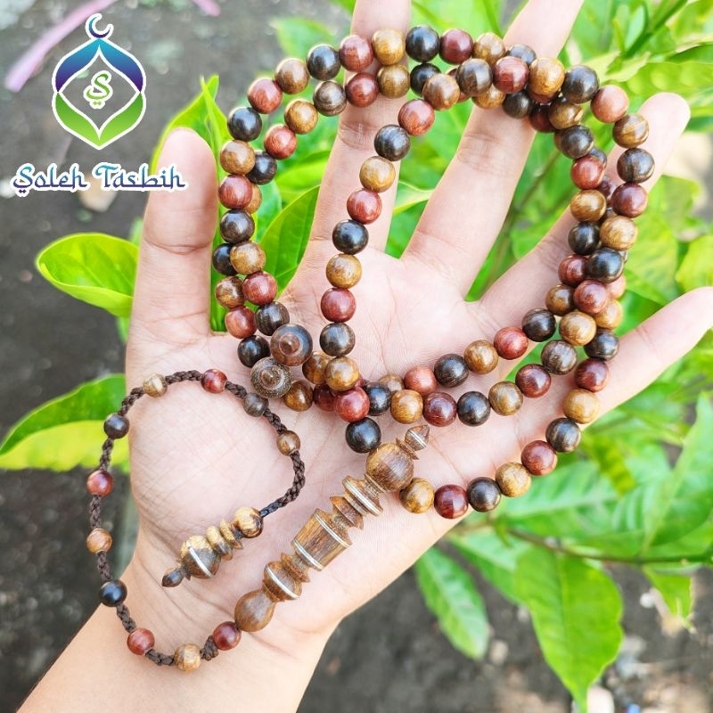 Tasbih Kombinasi Kayu (Gaharu, Nagasari, Kalimasada) Size 8mm, Motif Super