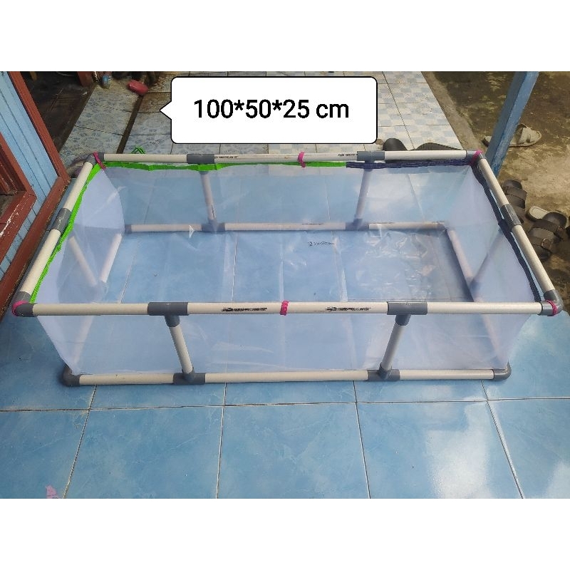 RANGKA KOLAM TERPAL + KOLAM TERPAL UK 100X50X25 CM A5